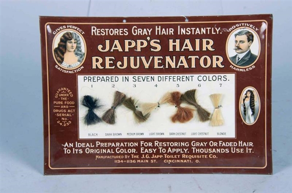 JAPPS HAIR REJUVENATOR TIN ADVERTISING SIGN      