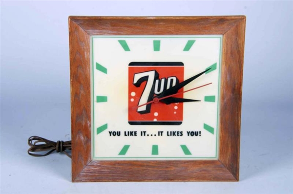 7-UP SQUARE LOGO WALL MOUNT LIGHT UP CLOCK        