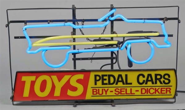 "TOYS PEDAL CARS" LIGHT UP ADVERTISING SIGN       