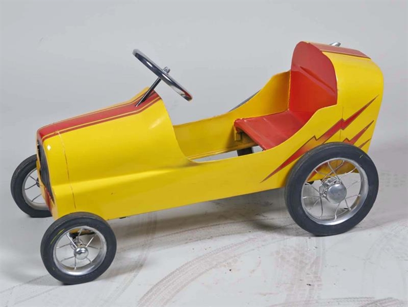 CHILDS PEDAL CAR RESTORED YELLOW & RED           