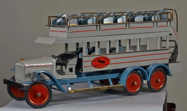 PRESSED STEEL DOUBLE-DECKER BUS WITH SEATS        