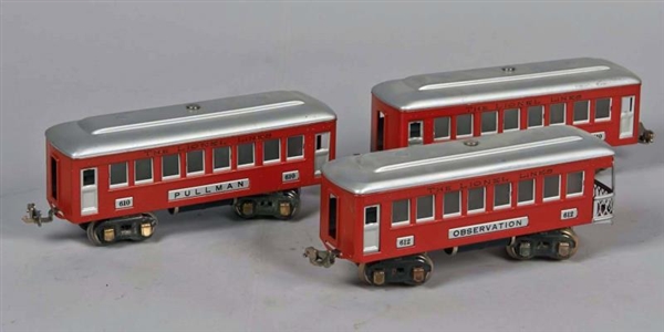 LOT OF 3: LIONEL LINES TINPLATE TRAIN CARS.       