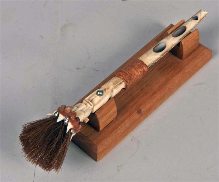 ABORIGINAL LETTER OPENER WITH WOOD DISPLAY STAND  