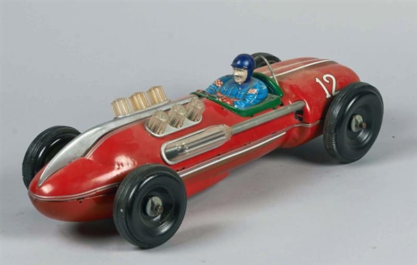 JAP TIN LITHO 12 RACE CAR WITH BUILT IN DRIVER    