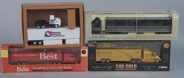 LOT OF 4 DIE-CAST TRACTOR TRAILERS                