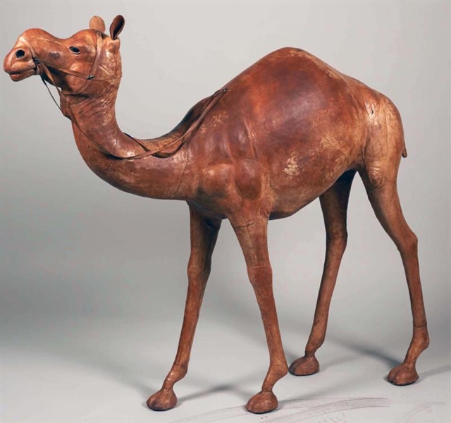 LEATHER WRAPPED CARVED WOOD CAMEL                 