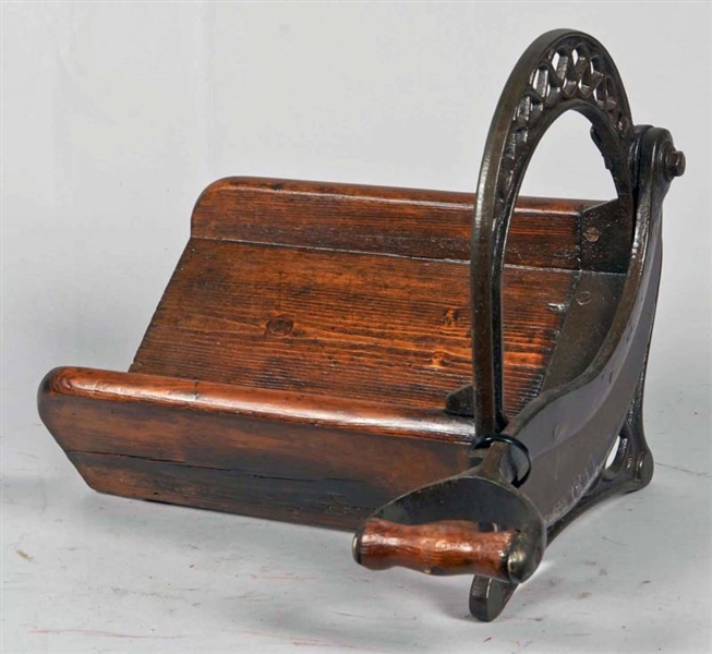 EARLY WOOD & CAST IRON TOBACCO CUTTER             