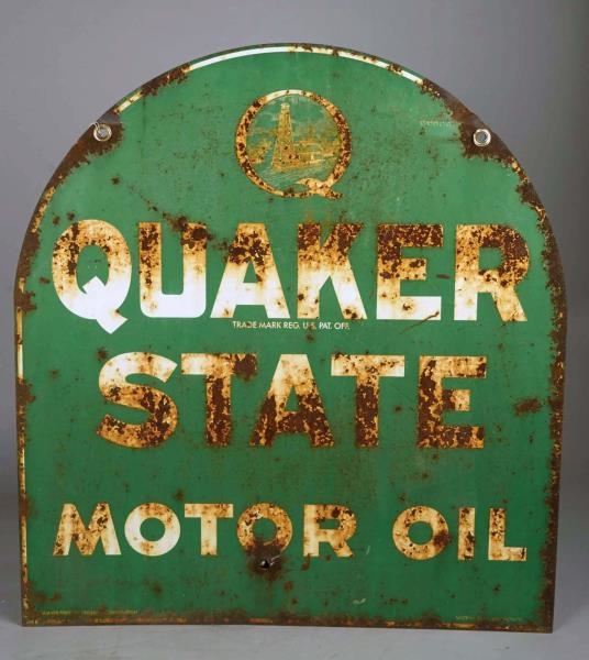 QUAKER STATE MOTOR OIL METAL ADVERTISING SIGN     