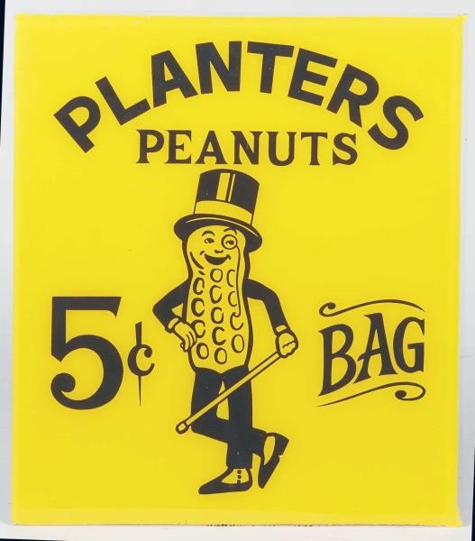 PLANTERS PEANUTS REVERSE ON GLASS SIGN            