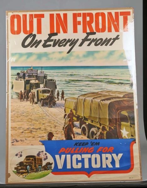 WORLD WAR II "OUT IN FRONT ON EVERY FRONT" LITHO  