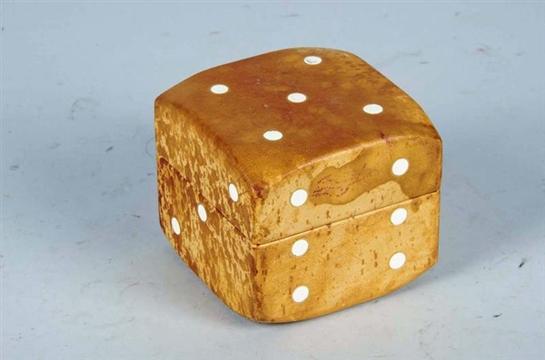 TURNED HIDE ON WOOD BOX DICE PLAYING CARD HOLDER  