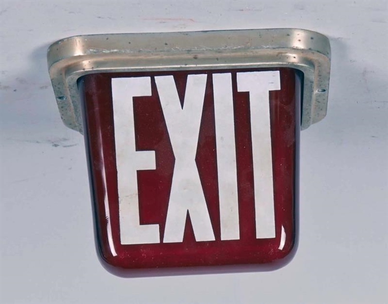 "EXIT" DOUBLE-SIDED RED GLASS HANGING SIGN        