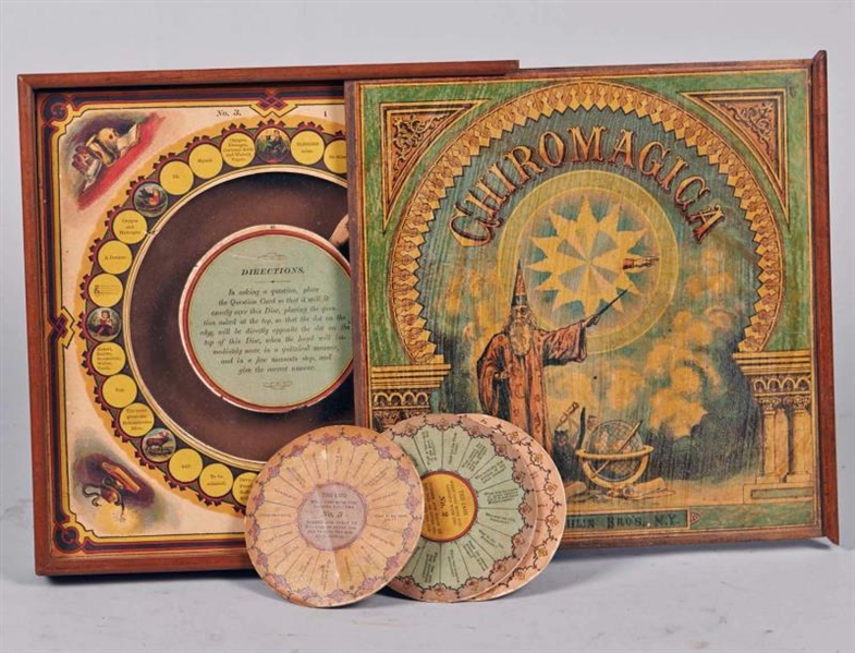 ANTIQUE CHIROMAGICA WOODEN BOX BOARD GAME         