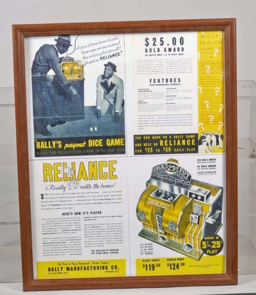 VINTAGE BALLY RELIANCE ADVERTISEMENT IN FRAME     
