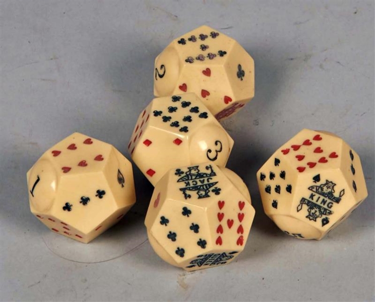 SET OF 5 MULTI-SIDED DODECAHEDRON MONTANA DICE    