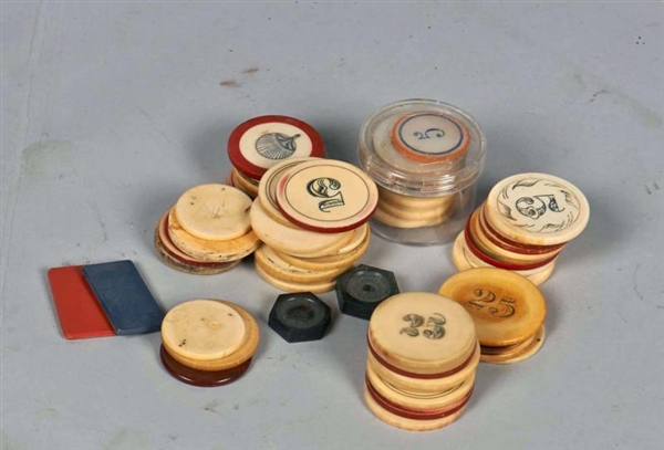 LOT OF 12 EARLY GAMING CHIPS:                     