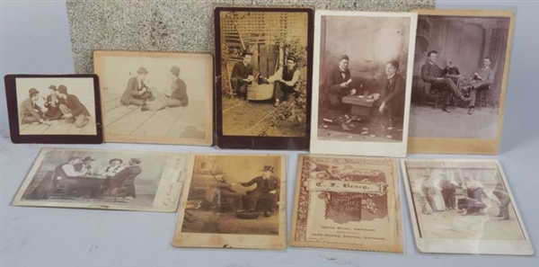 LOT OF 9: EARLY GAMBLING RELATED PHOTOGRAPHS.     