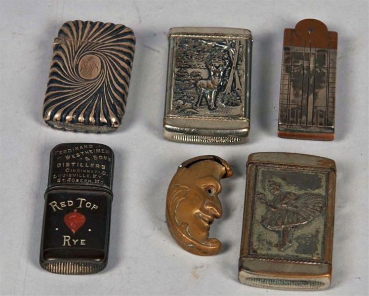 LOT OF 6: EARLY MATCH SAFES.                      