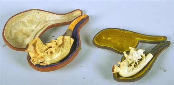 LOT OF 2: MEERSCHAUM PIPES WITH CASES.            