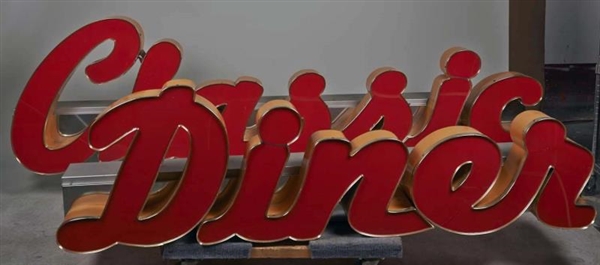 LOT OF 2 LARGE LIGHT-UP SIGNS; CLASSIC DINER      