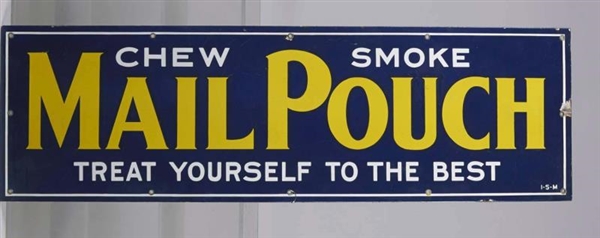 PORCELAIN MAIL POUCH TOBACCO HANGING AD SIGN      