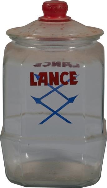 "LANCE" GLASS COUNTERTOP JAR WITH LID.            