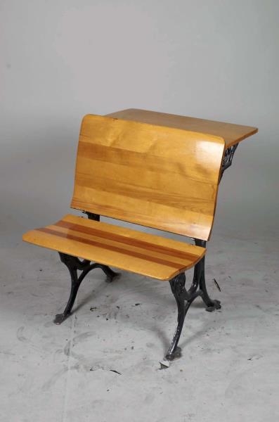 ANTIQUE STUDENTS DESK W/ATTACHED FOLDING CHAIR   