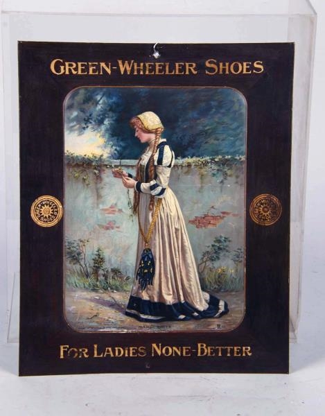 GREEN-WHEELER SHOES EMBOSSED TIN SIGN             