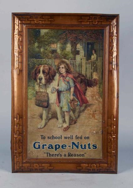 GRAPE-NUTS PRESSED TIN ADVERTISEMENT SIGN         