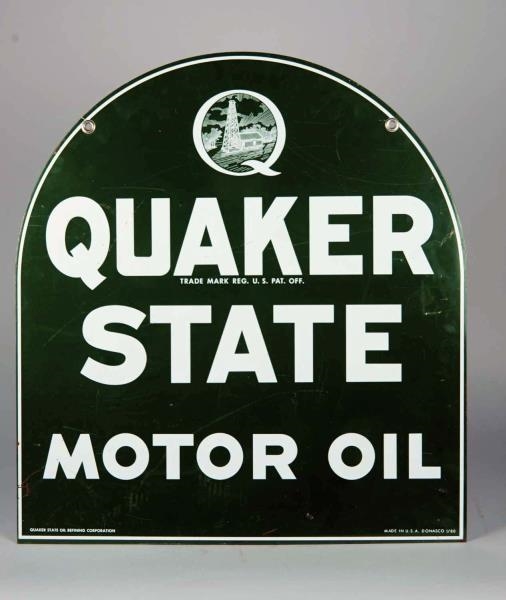 QUAKER STATE MOTOR OIL DOUBLE-SIDED CURVED SIGN   