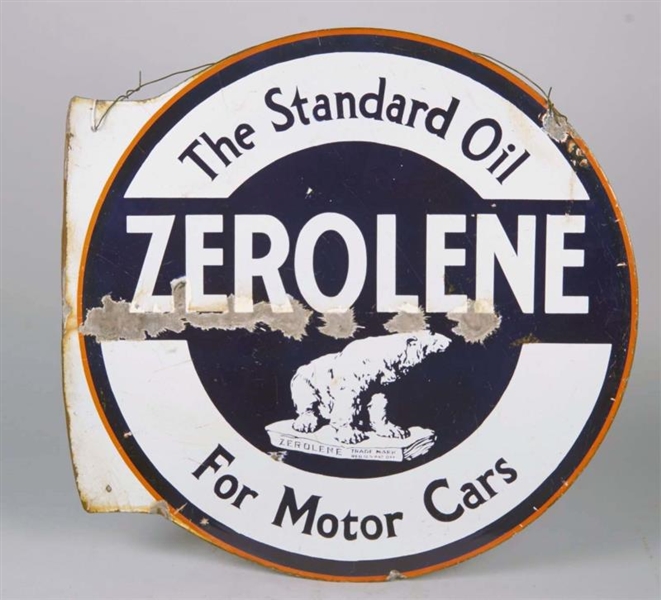 ZEROLENE OIL DOUBLE-SIDED ROUND PORCELAIN SIGN    