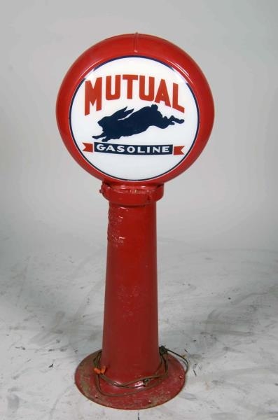 LIGHTED MUTUAL GASOLINE RABBIT GLOBE ON RED BASE  