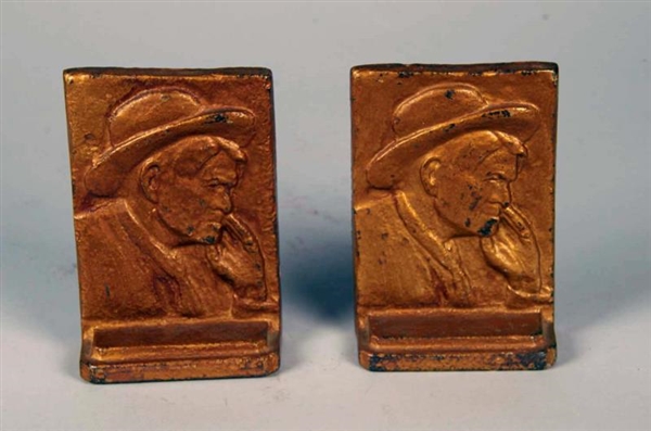LOT OF 2: CAST IRON WILL ROGERS BOOKENDS          