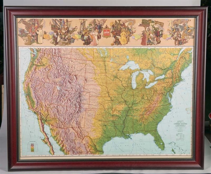 COCA COLA BOTTLING COMPANY FLAT RELIEF MAP OF USA 