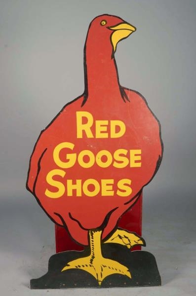RED GOOSE SHOES LARGE PAINTED WOOD SIGN           