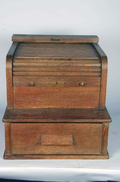 ROLL TOP FILE CABINET WITH BOTTOM DRAWER          