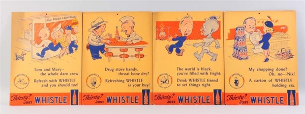 LOT OF 4: WHISTLE SODA CARDBOARD POSTERS.         