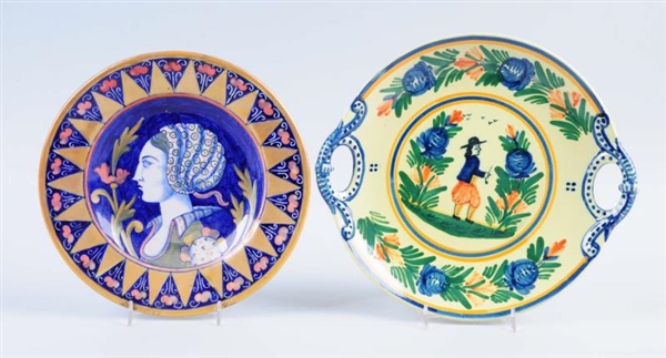 LOT OF 2: HAND PAINTED PLATES.                    