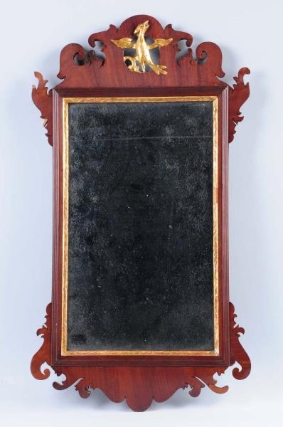 1860S WOODEN MIRROR WITH EAGLE ON TOP.           