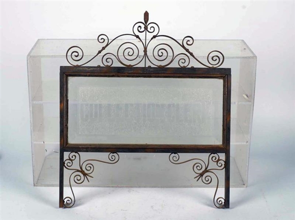 COLLECTION CLERK ETCHED BEVELED GLASS TOP SIGN    