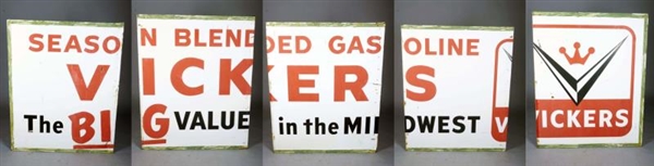 VICKERS GASOLINE LARGE 5-PIECE TIN SIGN           