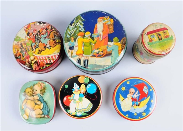 LOT OF 6: CANDY TINS.                             