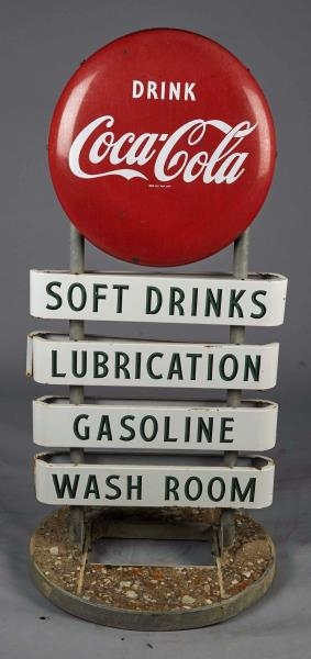 DRINK COCA COLA DOUBLE-SIDED SERVICE STATION SIGN 