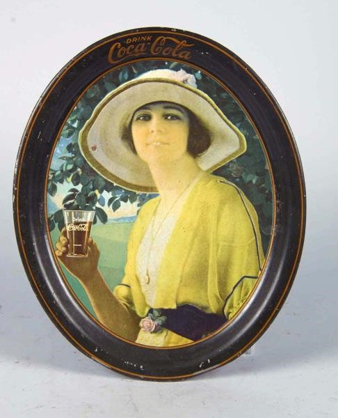 COCA COLA OVAL TIN LITHO ADVERTISING SERVING TRAY 