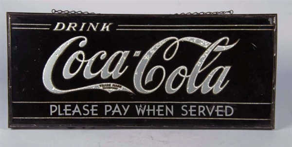 REVERSE ON GLASS COCA COLA PAINTED SIGN IN FRAME  