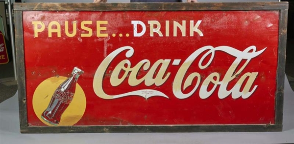 DRINK COCA COLA TIN SIGN IN WOOD FRAME            