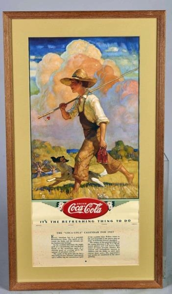 COCA COLA 1937 ADVERTISING CALENDAR IN FRAME      