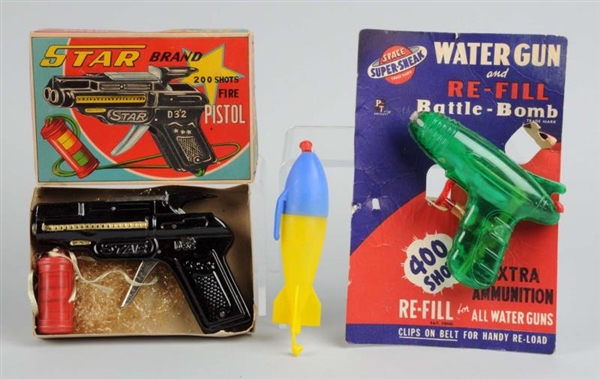LOT OF 3: PISTOL & WATER GUN WITH BOXES.          