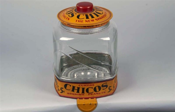 CURTISS CHICOS NEW SPANISH PEANUT GLASS JAR       