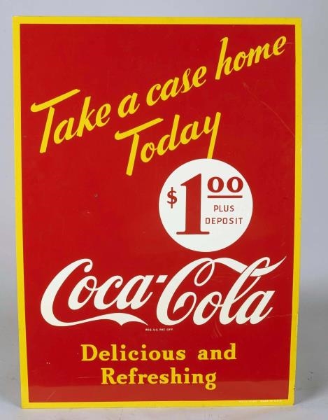 COCA COLA DOUBLE-SIDED TIN ADVERTISING SIGN       